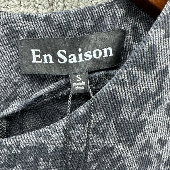 En Saison Harlow Midi Dress Size S Black Animal Print Acid Wash Denim NWT - Picture 11 of 12